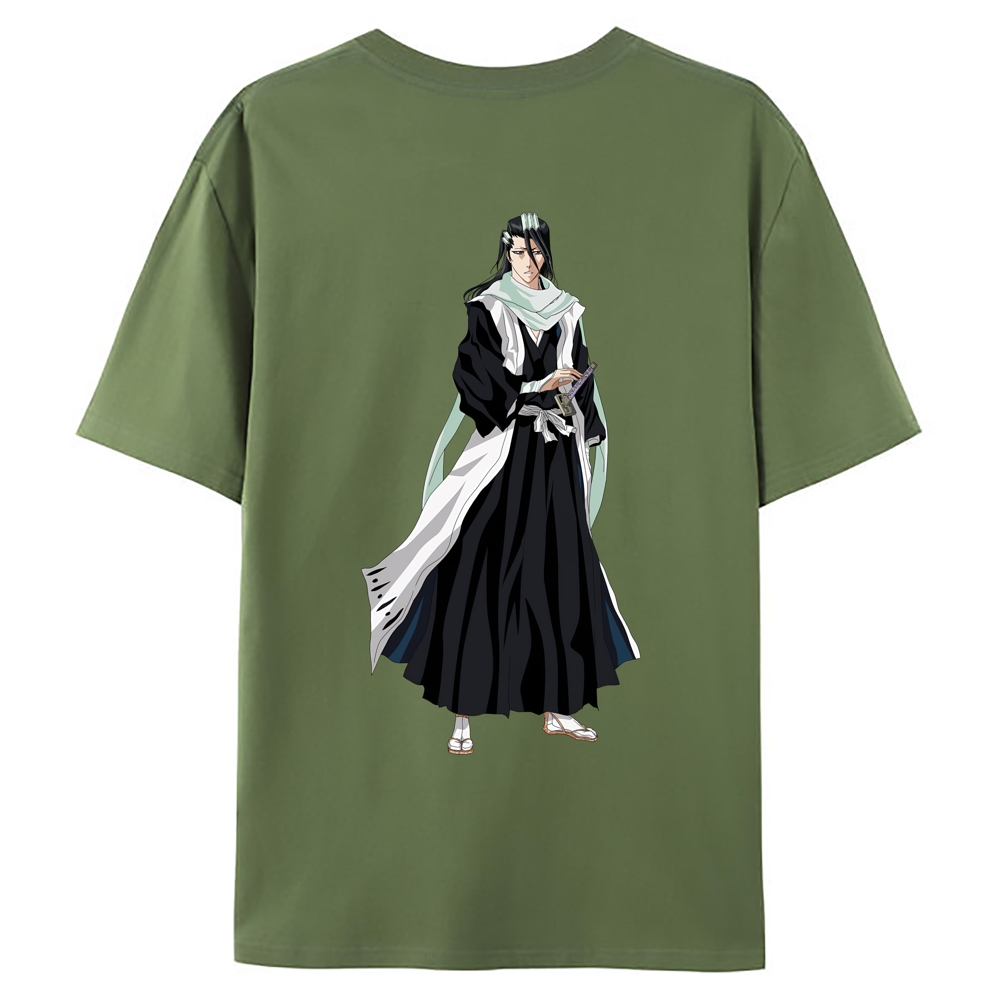 （画像用） ブリーチ くちき びゃくや BLEACH Kuchiki Byakuya 綿100％ メンズ半袖Tシャツ（バックプリント） 通気性